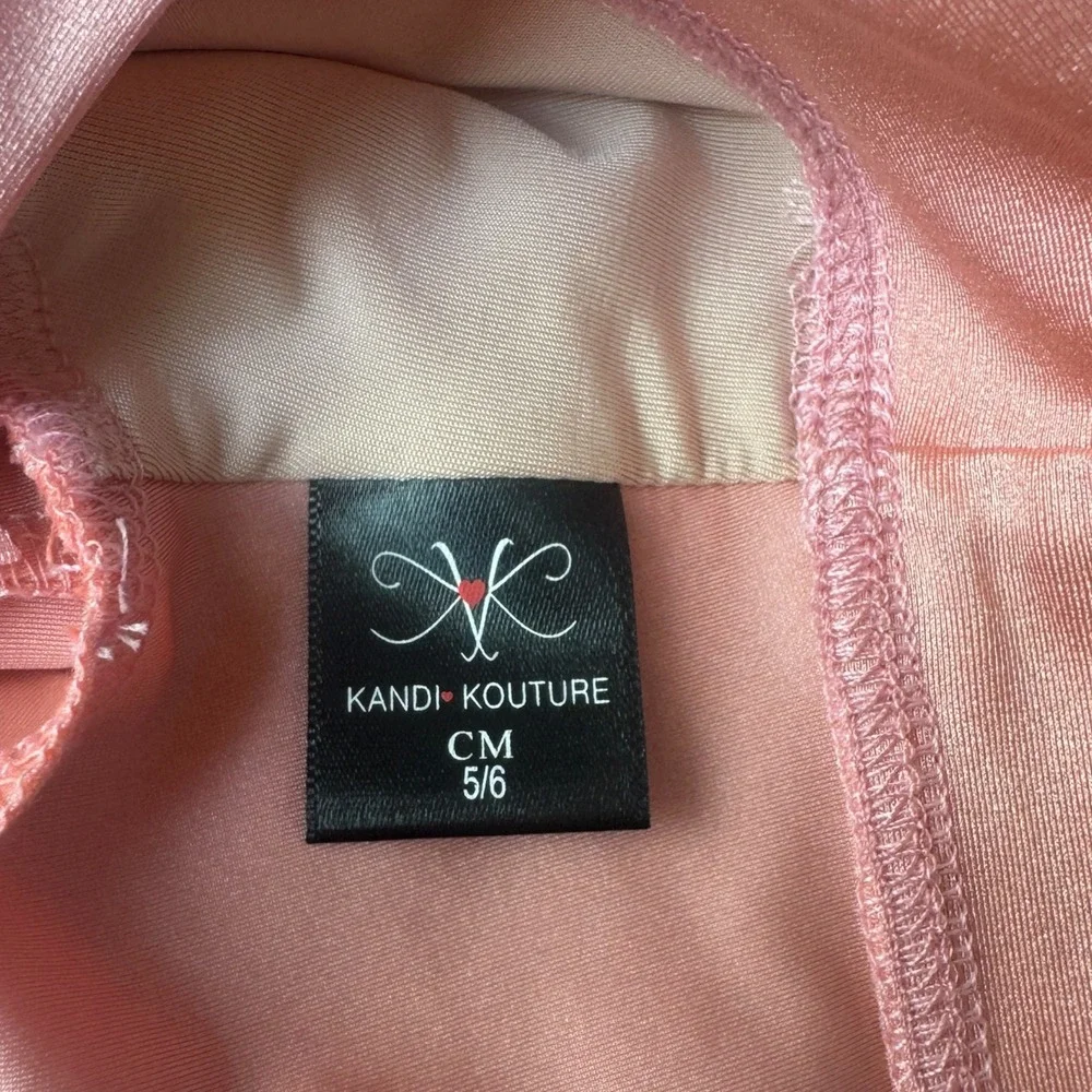 Kandi Kouture Girls Pink Shimmer Dance Crop Top Short Sleeve Size CM 5/6
